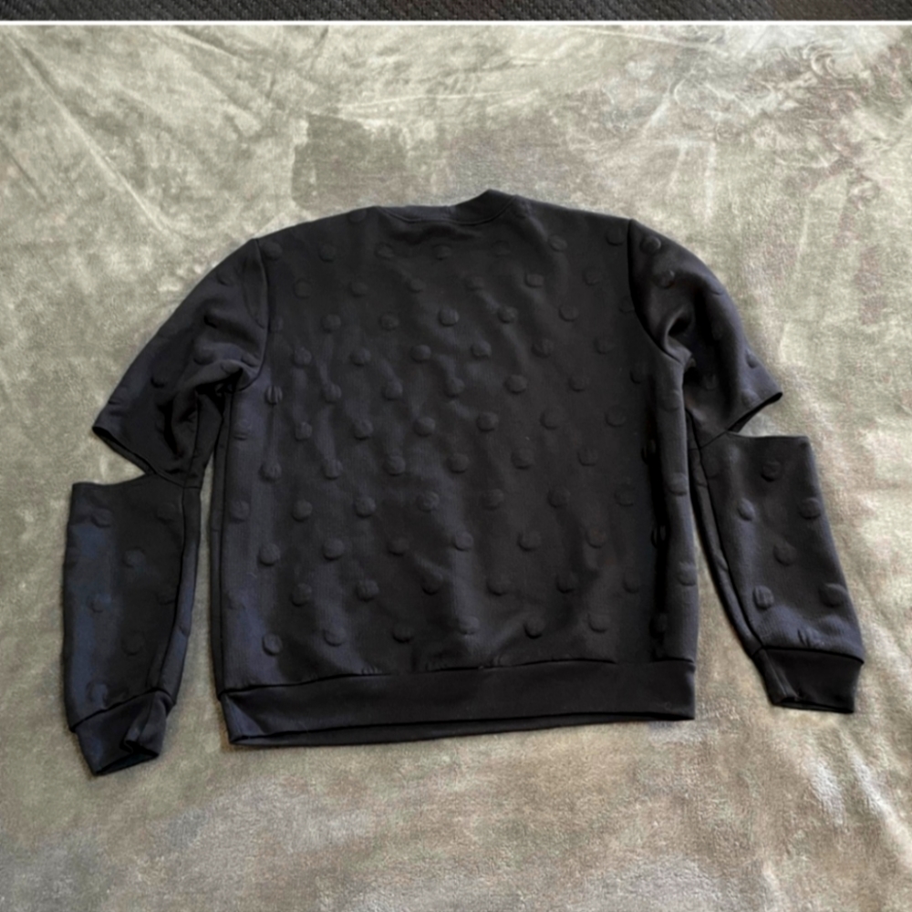 JoyLab Black Polkadot Sweatshirt With Cute  Arm Open Design Large